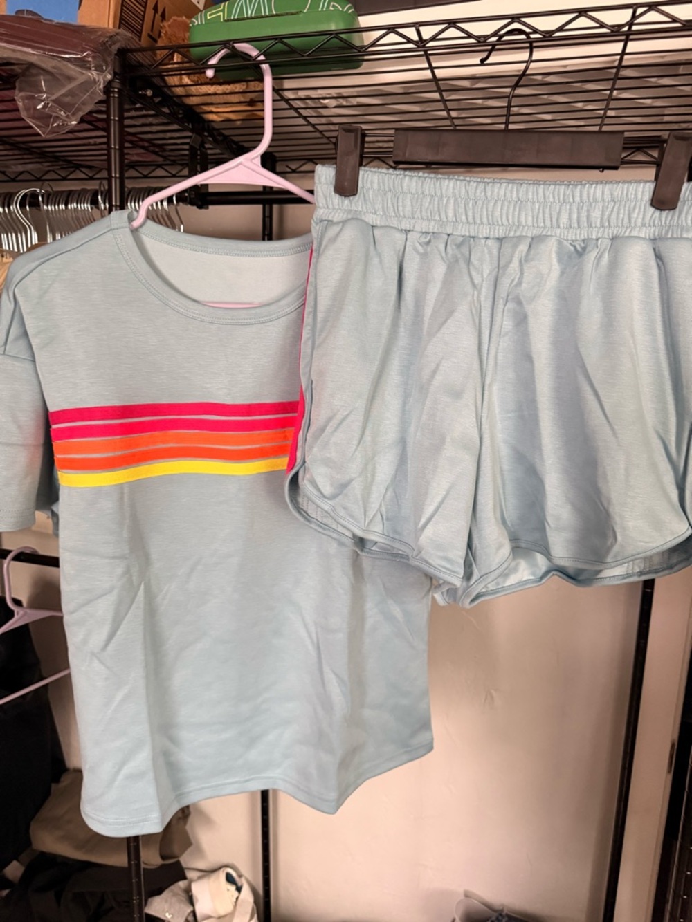 2 Light Blue Retro Stripe Lounge Set - Picture 4 of 8